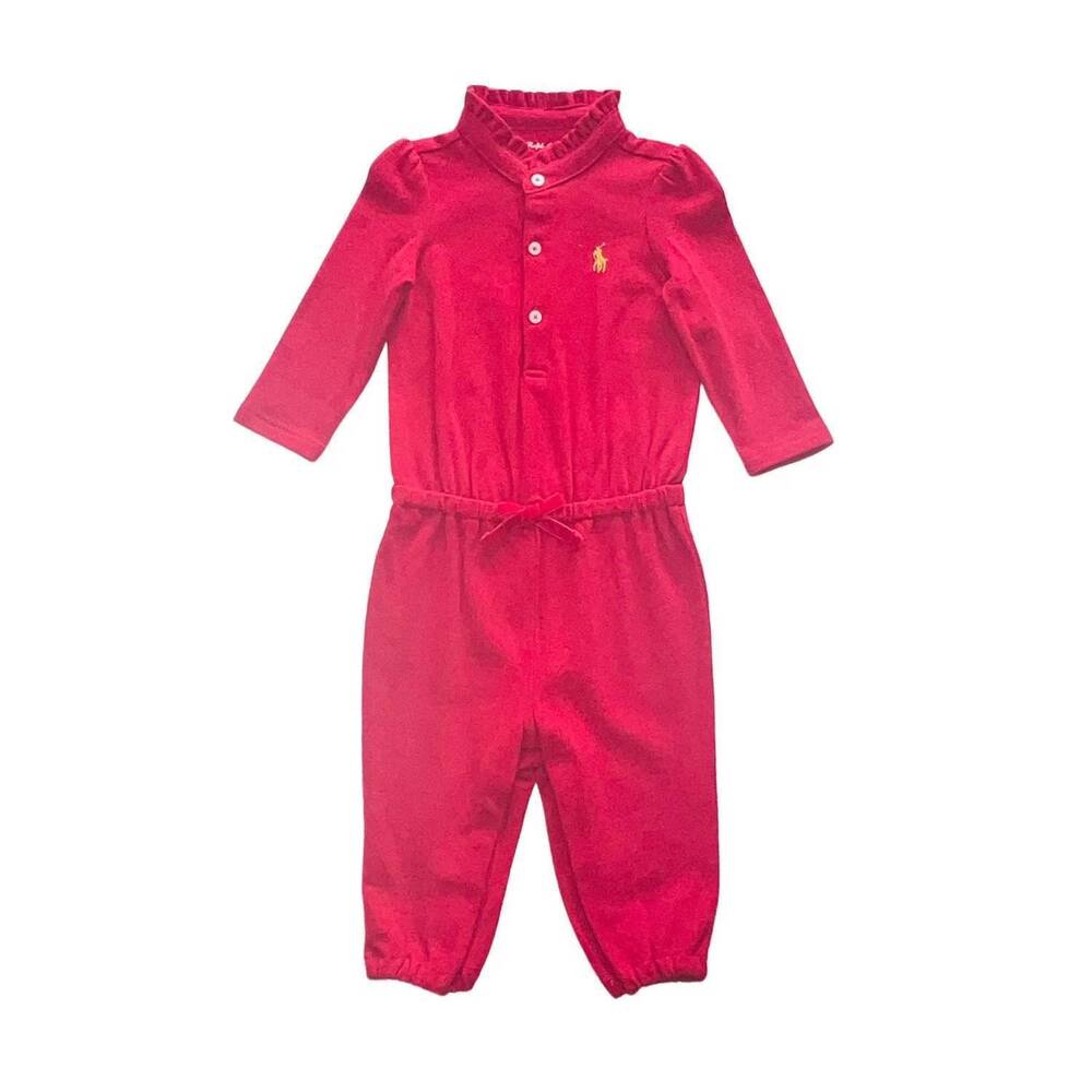 NEW RALPH LAUREN boy's holiday mesh coverall in red